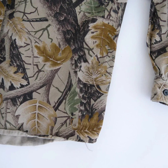 Vintage Master Sportsman Tan Brown & Camo Hunting Print 100%  Thick Cotton Shirt - Picture 6 of 12